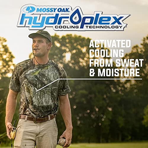 Mossy Oak Mens Short Sleeve Hunting Shirt - Lightweight 4-Way Stretch with Cooling Tech, Large / Bottomland