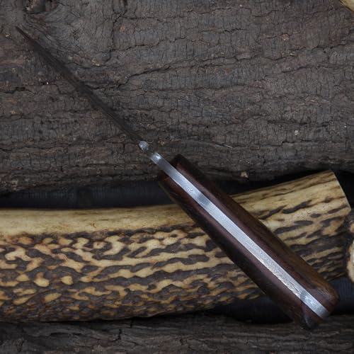 Fixed Blade Utility Knife with Rosewood Handle & Sheath – Hunting & EDC Knife