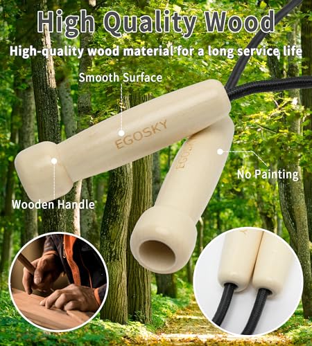 EGOSKY Adjustable Wooden Handle Jump Rope for Fitness Kids & Adults - Grey