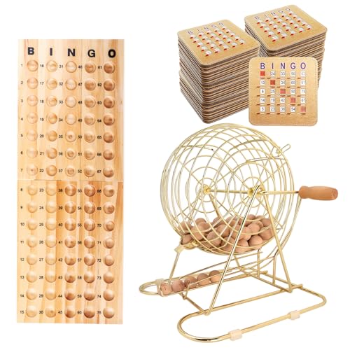 GSE Deluxe Bingo Game Set with 100 Cards and Brass Cage – Large Family & Party Bingo