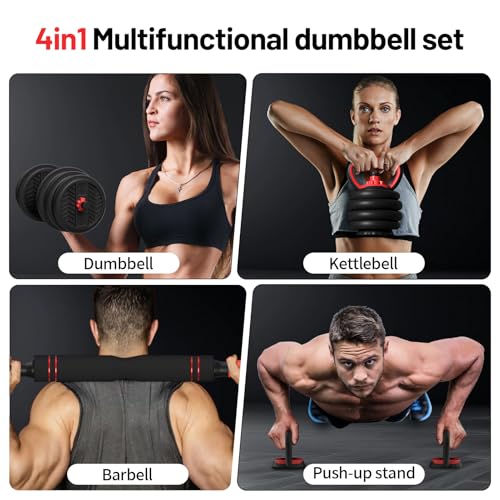 TOTOZAKUL 90LB Adjustable Dumbbell Set 4-in-1 Home Gym Equipment for Men Women