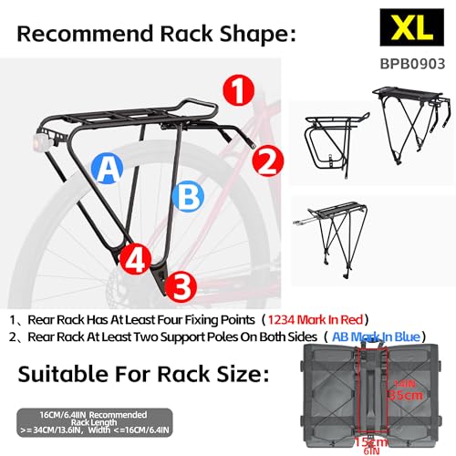 50L Waterproof Bicycle Pannier Bag for Rear Rack Cycling Storage with Rain Cover