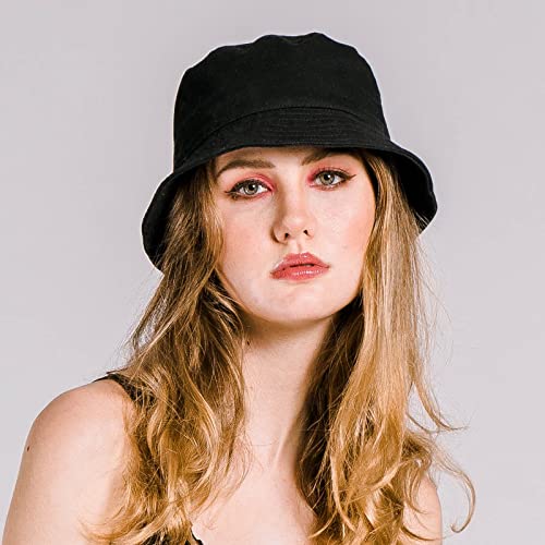 Rosoz Bucket Hat for Women Men Summer Travel Beach Sun Hat 2 Pack - White & Orange