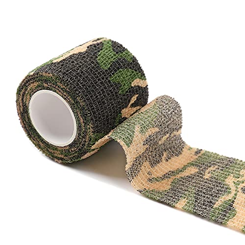 Dark Green Camouflage Self-Adherent Bandage Wrap 12 Rolls for Hunting & Shooting