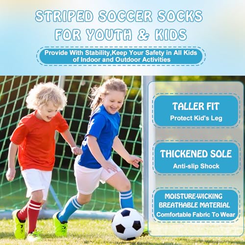 Kids Soccer Knee High Tube Socks 4-8 Years 10 Pairs Colorful Football Athletic Socks for Boys & Girls