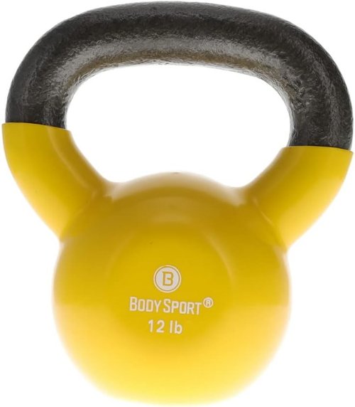 Body Sport Kettlebell - Cast Iron Vinyl Coated for Strength Training | Professional Gym & Home Use