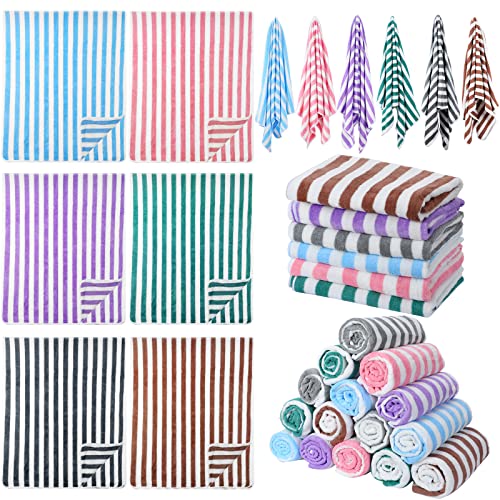 Moukeren 30 Pack Oversized Beach Towels 59 x 28 Inch Stripe Bulk - Quick Dry, Soft & Vibrant