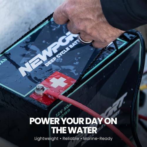 Newport 12V 50Ah Deep Cycle Marine Battery - Heavy-Duty AGM Trolling Motor Power