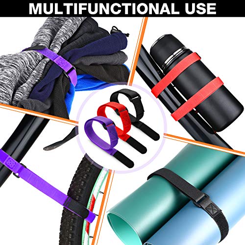 12 Pcs Bike Rack Straps 23.6 Inch Adjustable Bicycle Cinch Straps for Transport - Black, Purple, Red