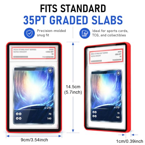 Magnetic PSA Slab Protector Case - Red / 1 Pack