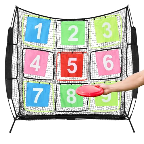 Portable Disc Golf Practice Net with 9 Target Grids for Indoor Outdoor Training