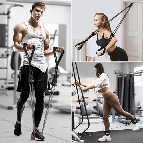 BesBiu Black 420LBS Heavy Resistance Bands Set for Strength Training & Home Gym