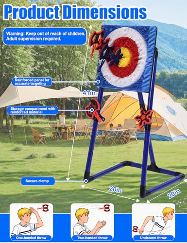 Stiatu Axe Throwing Game Set for Backyard & Indoor Play with 8 Foam Axes & Stars