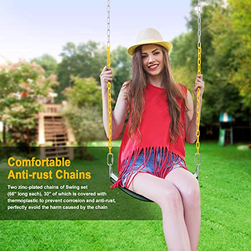Green Swing Set Seats with 66-Inch Anti-Rust Chains - Pack of 2