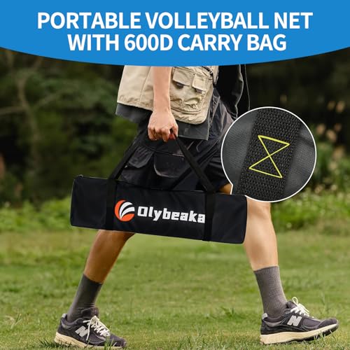 Olybeaka Blue & Green 20FT Portable Outdoor Volleyball Net Set with Adjustable Heights