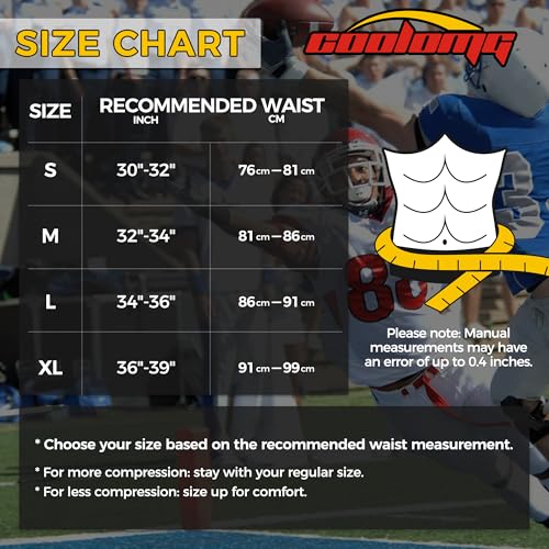 COOLOMG Adult Men's Football Pants with 7 Integrated Pads - Small Black