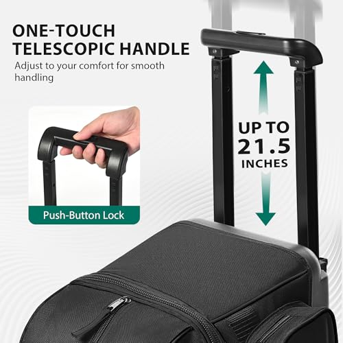 GoHimal 2-Ball Bowling Bag with Wheels, Large Shoe Compartment - Black