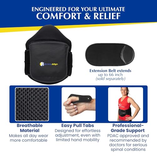 VertebrAlign LSO Back Brace for Sciatica & Lower Back Support - Black, Universal Fit