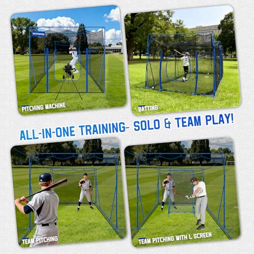 20x10x8 FT Batting Cage Net with Metal Frame for Baseball Softball Practice