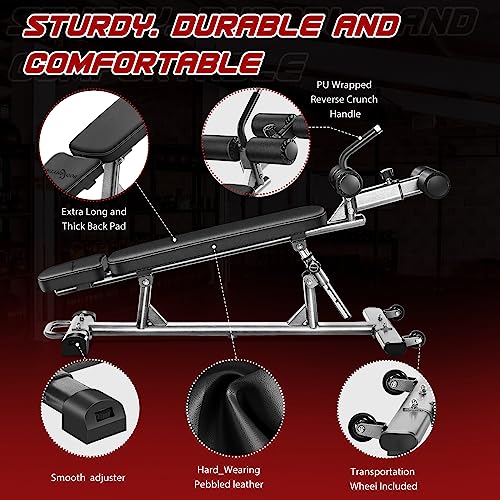 BODY RHYTHM Adjustable Sit-Up Bench with 4 Heights & Reverse Crunch Handle