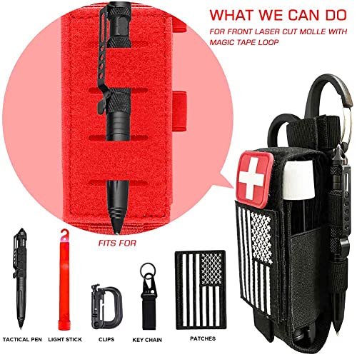 Heavy Duty Laser Cut Molle Tourniquet Holder with Shears & Pen Pouch - Black
