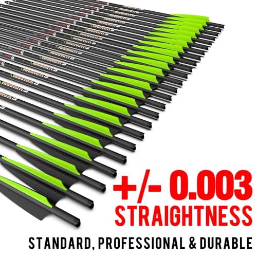 Sanlida 20 Inch Green Warpath 9 Carbon Crossbow Bolts ±0.003" Straightness, 24 pcs