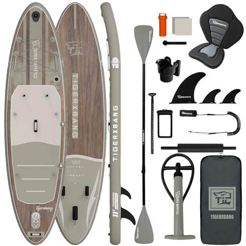 Inflatable Stand Up Paddle Board 11' Green with Kayak & SUP Accessories