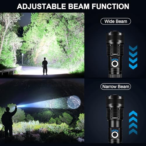 Rechargeable LED Flashlight 99000 Lumens Waterproof Handheld Camping Light with 5 Modes & USB-C