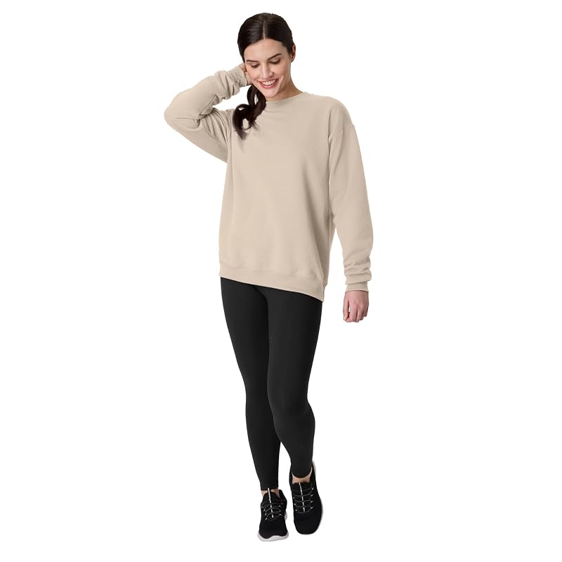 Hanes EcoSmart Fleece Sweatshirt for Women – Sand, Size Large, 1–2 Pack