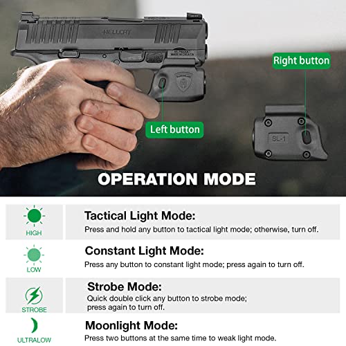Springfield Hellcat Tactical Light with Kydex Holster - 150 Lumens Mini LED Combo