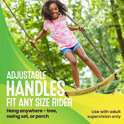 Swurfer TreeSkate Outdoor Kids Tree Swing Brown/Green, Adjustable Handles, Supports 200 lbs