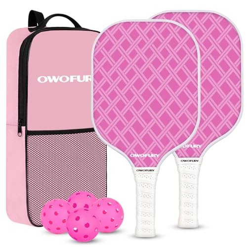 Pickleball Paddles Set of 2 Lightweight Pink Control - Honeycomb Core, Net Variation
