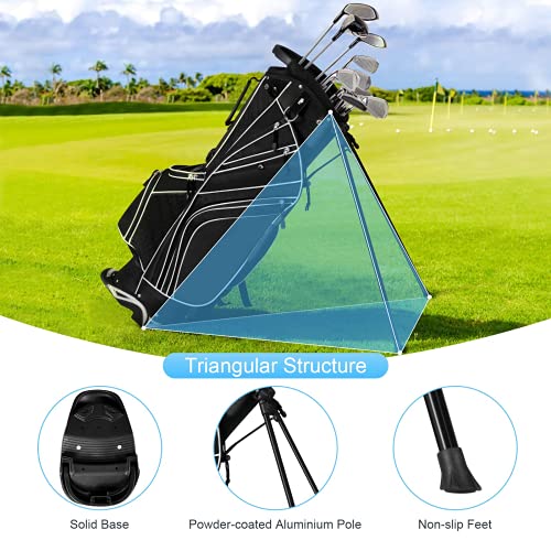 MEDIMALL Black Golf Stand Bag with 6-Way Divider, Portable Lightweight Organizer