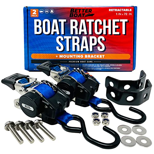 Stainless Steel Retractable Ratchet Straps, Heavy Duty Set, 1 Inch x