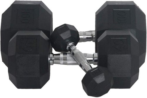 Fitness First Rubber Hex Dumbbell Pairs - Durable Weight Training Equipment for Home Gym