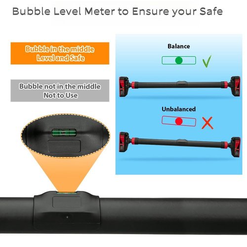 Pull Up Bar for Doorway, Chin Up Bar With Level Meter and Adjustable Width,No Screws Needed, Weight Capacity 440 LBS