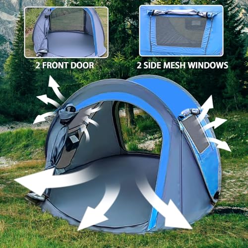4 Person Pop Up Camping Tent - Instant Waterproof Setup, Lightweight & Durable