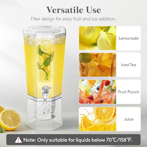 Lifewit 1 Gallon Drink Dispenser with Fruit Infuser - Small 1 Gal / 2