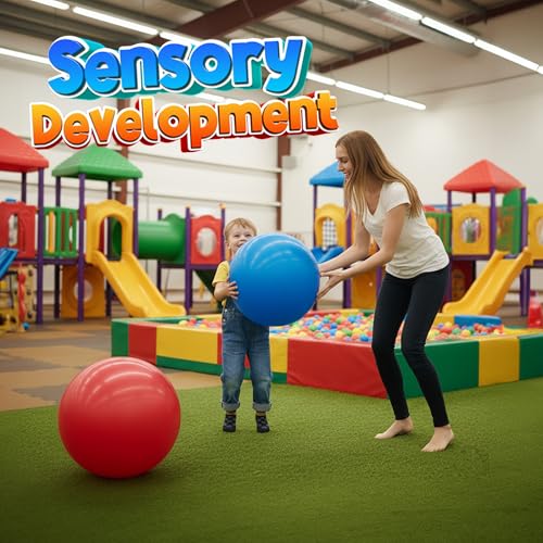 PlayBolt Jumbo 18-Inch Playground Balls for Kids - 2 Pack Red & Blue