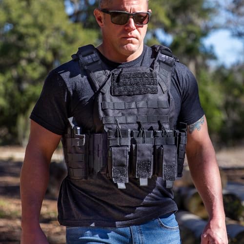 GFIRE Elite Black Tactical Vest with Quick Release, Adjustable Breathable Training Vest