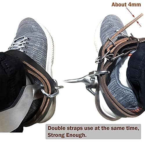 Woovaash Tree Climbing Spikes - 304 Stainless Steel Tree Climbing Gear W/Belt　Clmbing Tools Adjustable Climbing Tree Non-Slip Pedal for Hunting Observation,Picking Fruit 17.6in （Brown）