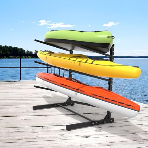 Large Black Garage Kayak Rack - Heavy-Duty Freestanding Kayak Stand