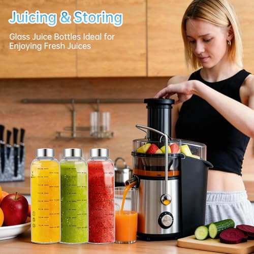 17 oz Reusable Glass Water Bottles with Stainless Steel Lids - Pack of 4