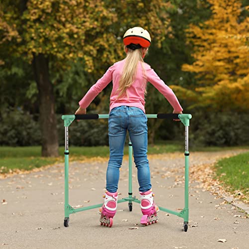 Kids Folding Roller Skate Trainer with Adjustable Height - Denim Blue