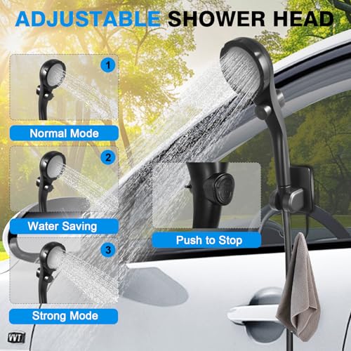 Digury Black Portable Camping Shower Kit with 5-Gallon Water Jug, Rechargeable, Waterproof Pump