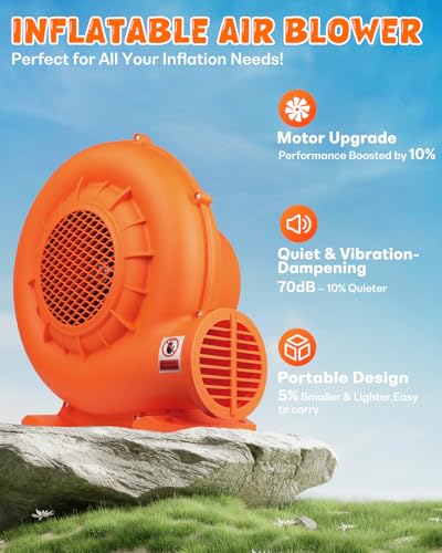 Inflatable Bounce House Blower 550W/0.75HP Portable Air Pump for Water Slides & Decorations