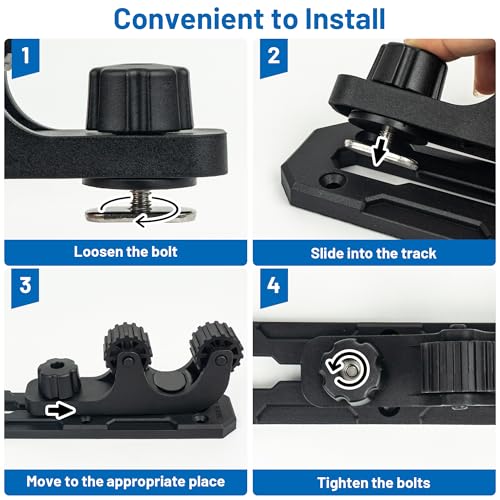 Kayak Paddle Holder Mount - 2 Pack Adjustable Track Accessories for Kayak Fishing & Canoe