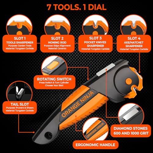 Orange Ninja 7-in-1 Garden & Knife Sharpener - Small Pack of 2