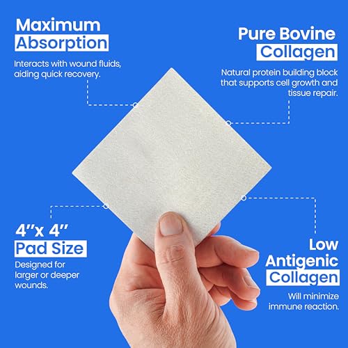 Simpurity 4x4 Inch Bovine Collagen Wound Dressing Pads - Pack of 5
