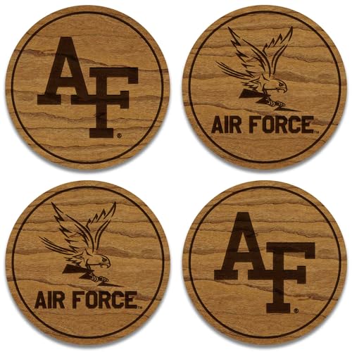 Wooden Coaster Set with Falcon Logo - Cherry Wood, 4-Pack - Officially Licensed Team Sports Collectible